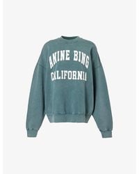 Anine Bing - Miles Branded-print Organic Cotton-jersey Sweatshirt - Lyst