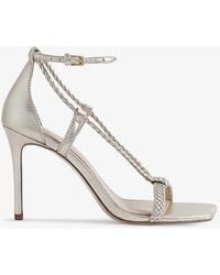 Reiss - Paige Plaited-strap Leather Heeled Sandals - Lyst