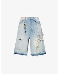 NAHMIAS - Venice De-Stressed Cotton Denim Shorts - Lyst