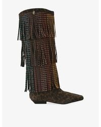 Kurt Geiger - Western Fringe Suede Knee-High Boots - Lyst