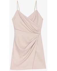 Maje - Rosta Draped Stretch-linen Blend Mini Dress - Lyst