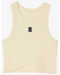 Sandro - Logo-embroidered Cropped Cotton Vest - Lyst
