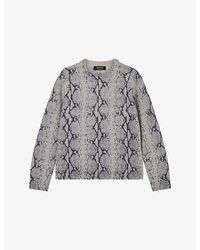 Whistles - Snakeskin-Intarsia Regular-Fit Wool Jumper - Lyst