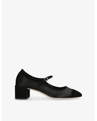 Aeyde - Aline Block-Heel Satin And Suede Mary Jane Pumps - Lyst