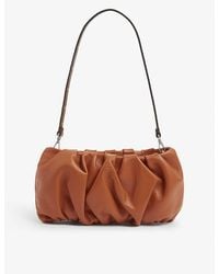 STAUD Bean Ruched-leather Clutch Bag - Brown