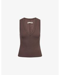 Free People - Neria V-Neck Stretch-Cotton Tank Top - Lyst