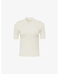 Sporty & Rich - Ribbed Short-sleeve Stretch-knit Polo Shirt X - Lyst