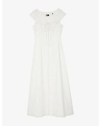 The Kooples - Lace Square-Neck Cotton Maxi Dress - Lyst