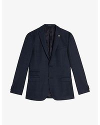 Ted Baker - Cromjs Check-pattern Stretch Wool-blend Jacket - Lyst