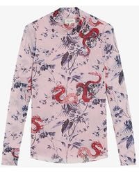 Ted Baker - Mateney Floral-print Stretch-mesh Top - Lyst
