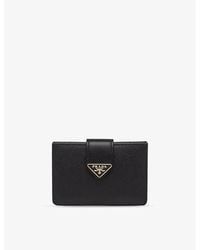 Prada - Logo-Plaque Leather Card Holder - Lyst
