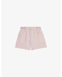 Maje - Curb-chain High-rise Linen And Cotton-blend Shorts - Lyst