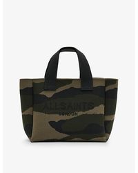 AllSaints - Izzy Mini Camouflage-print Knitted Recycled-polyester Tote Bag - Lyst