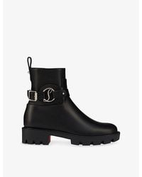 Christian Louboutin - Dianouchette Lug Flat Calf-Leather Boots - Lyst