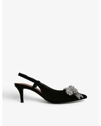 Kurt Geiger - Belgravia Sling-Back Bow-Embellished Velvet Heeled Courts - Lyst