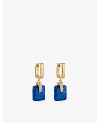Astley Clarke - Deco 18Ct Vermeil, Lapis And Sapphire Drop Huggies - Lyst
