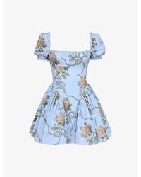 House Of Cb - Rosie Floral-Print Stretch-Cotton Mini Dress - Lyst