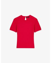 Maje - Short-Sleeved Knitted Cotton-Blend Jumper - Lyst