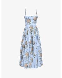 House Of Cb - Ysabella Floral-Print Stretch-Cotton Midi Dress - Lyst