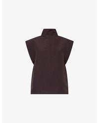Alaïa - High Neck Woven Top - Lyst