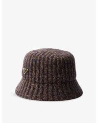 Prada - Melange Knitted Wool Bucket Hat - Lyst