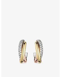 Cartier - Trinity Mini 18Ct- 18Ct Rose- And 18Ct- And 0.2Ct Half-Pavé Brilliant-Cut Diamond Earrings - Lyst