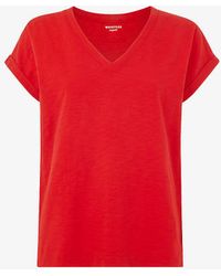 Whistles - Willa V-neck Cap-sleeve Organic-cotton T-shirt - Lyst