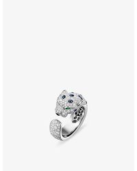 Cartier - Panthère De 18Ct- Emerald, Sapphires, Onyx And 2.98Ct Diamond Ring - Lyst
