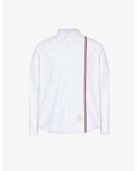 Thom Browne - Striped Brand-patch Regular-fit Cotton Shirt - Lyst