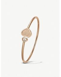 Chopard - X 007 Happy Hearts Golden Hearts 18ct Rose-gold And 0.19ct White-diamond Bangle - Lyst