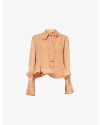 Zimmermann - Balance Flutter Frilled-Trim Sheer Top - Lyst