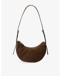 Prada - Arqué Small Suede Shoulder Bag - Lyst