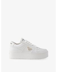 Prada - Downtown Bold Leather Sneakers - Lyst