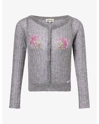 ShuShu/Tong - Floral Bead-Embellished Wool-Blend Cardigan - Lyst