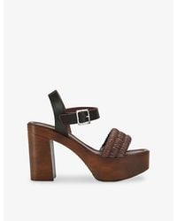 Carvela Kurt Geiger - Sassari Leather And Raffia Heeled Sandals - Lyst