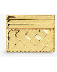 Bottega Veneta - Intrecciato Woven Metallic-leather Card Holder - Lyst