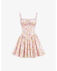 House Of Cb - Natassia Flared-Skirt Cotton-Blend Mini Dress - Lyst