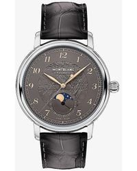 Montblanc - 130959 Star Legacy Moonphase Limited-edition Stainless-steel And Alligator-embossed Leather Automatic Watch - Lyst