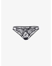 Agent Provocateur - Ozella Floral-Embroidered Mid-Rise Tulle Briefs - Lyst