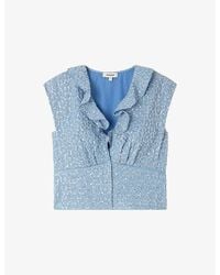 Sandro - Ruffled Sequin-Embellished Lyocell Top - Lyst