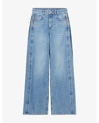 Claudie Pierlot - Cut-Out Straight-Leg Denim Jeans - Lyst