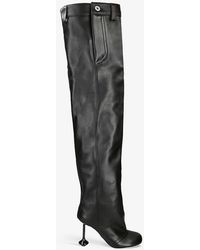 Loewe - Toy Panta Silver-tone-hardware Leather Over-the-knee Boots - Lyst