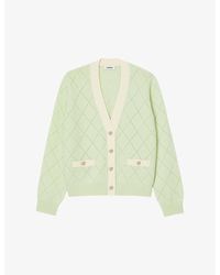 Sandro - Contrast-trim Pointelle-stitch Knitted Cardigan - Lyst