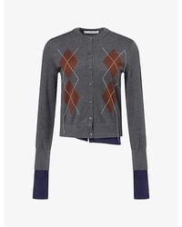 Acne Studios - Double-Layered Argyle-Pattern Silk-Blend Cardigan - Lyst