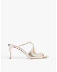 Jimmy Choo - Glitter-Effect Leather Stiletto Sandals - Lyst