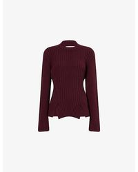 Victoria Beckham - High-Neck Wool And Cashmere Blend Ribbed Jumper - Lyst