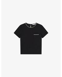 LK Bennett - Vita Contrast-Trim Cotton-Jersey T-Shirt - Lyst