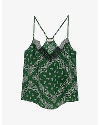 Zadig & Voltaire - Cespa V-Neck Graphic-Print Silk Cami - Lyst