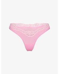 Skims - Fits Everybody Dipped Lace-Trim Stretch-Woven Thong - Lyst