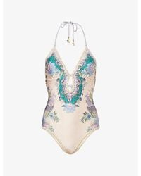 Zimmermann - Indra Crochet-Detail One-Piece Swimsuit - Lyst